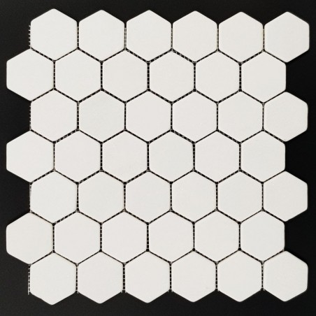 Thassos Hexagon Tumbled Marble Mosaic 48x48