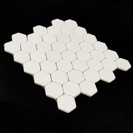 Thassos Hexagon Tumbled Marble Mosaic Tiles 48x48