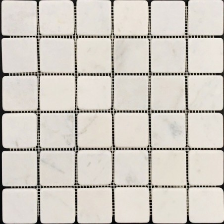 Carrara Tumbled Mosaic| Marble|Sheeted 48x48x7