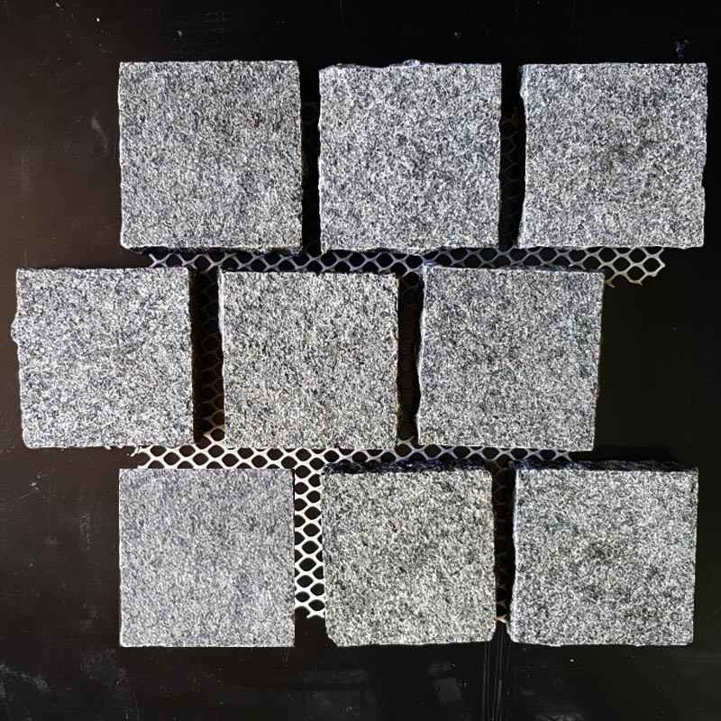 Pearl Black Flamed Brick Pattern Cobblestone Granite