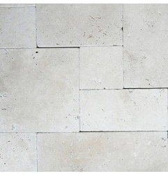 Travertine Chiaro Tumbled - Cross Cut - French Pattern 300mm 