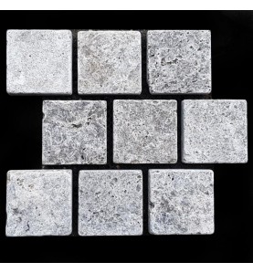 Silver Tumbled Brick Pattern Cobblestone Travertine