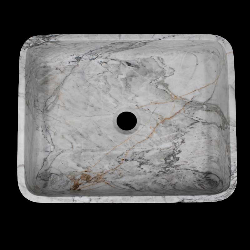 Persian White Honed Rectangle Basin Marble 1098