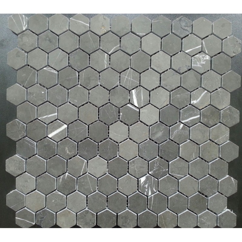 Pietra Grey Hexagon Honed Limestone Mosaic Tiles 25x25