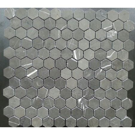 Pietra Grey Hexagon Honed Limestone Mosaic 25x25