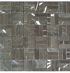 Pietra Grey Roma Pattern Polished Marble Mosaic 50x15
