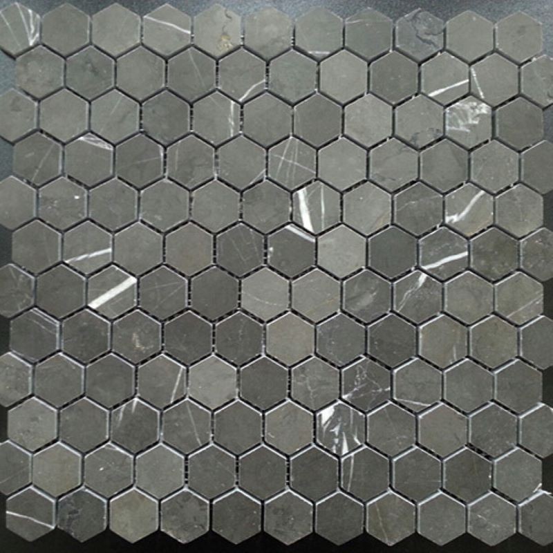 Pietra Grey Hexagon Honed Limestone Mosaic 42x42