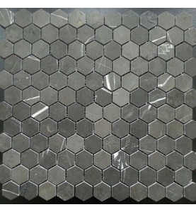 Pietra Grey Hexagon Honed Limestone Mosaic Tiles 42x42