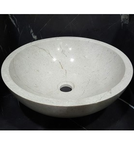 Persian Marfil Honed Round Basin Marble