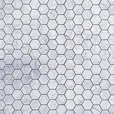 Super White Dolomite Hexagon Honed Marble Mosaic Tiles 48x48