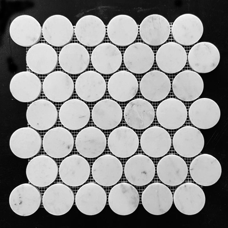 Carrara Penny Round Honed Marble Mosaic Tiles 48x48