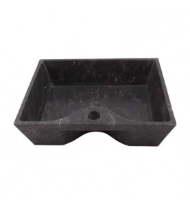 Black And Gold Honed Rectangle Basin With Tap Hole Marble 1693
