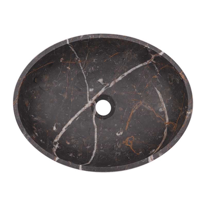Black & Gold Honed Oval Basin Marble 2136