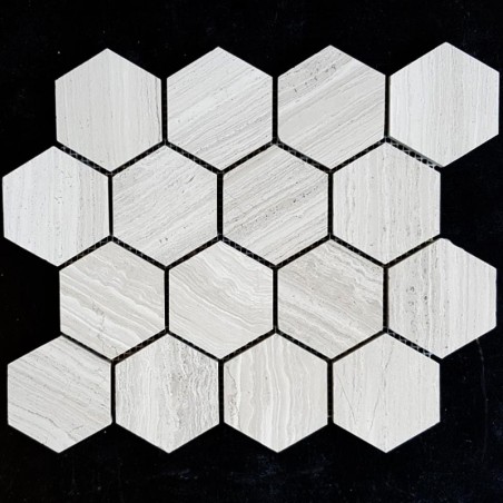 Serpeggiante Veincut Hexagon Honed Limestone Mosaic Tiles 70x70