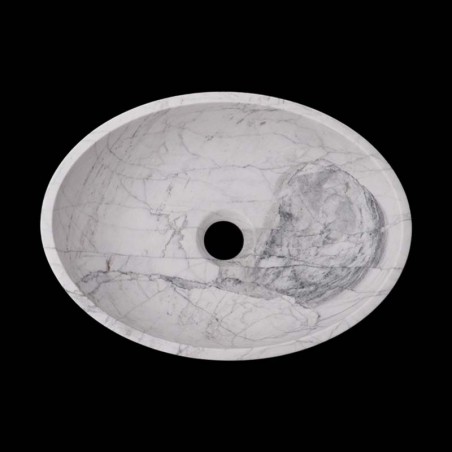 Persian White Honed Oval Basin Marble 2596