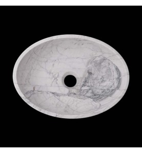 Persian White Honed Oval Basin Marble 2596