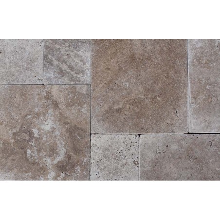 Travertine Noce Paver Tumbled - Cross Cut - French Pattern 300mm
