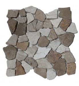 Brown Onyx & Beige Random Honed Marble Mosaic