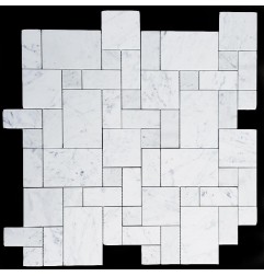 Carrara Mini French Pattern Honed Marble Mosaic Tiles