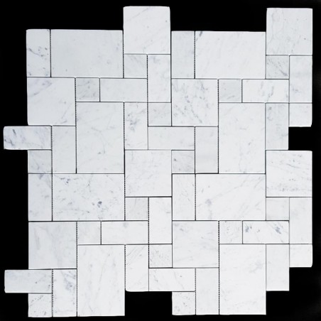 Carrara Mini French Pattern Honed Marble Mosaic Tiles