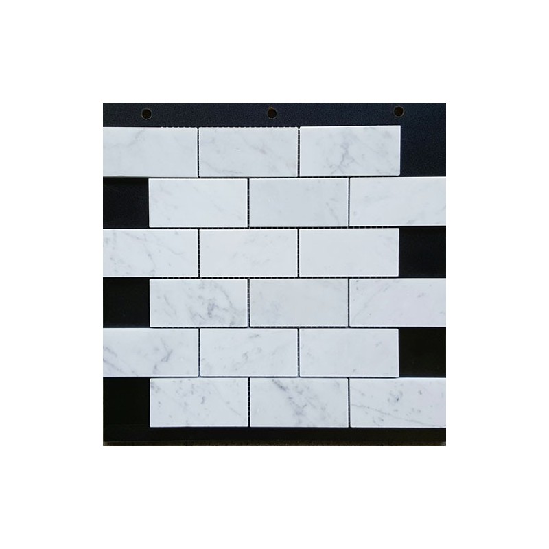 Carrara Honed Mini Subway Marble Mosaic Tiles 48x98