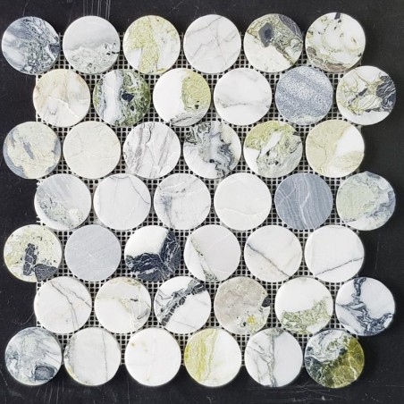 Ice Green Penny Round Honed Marble Mosaic Tiles 48x48