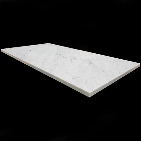 Italian Carrara Honed Rectangle Table Top Pencil Round Marble