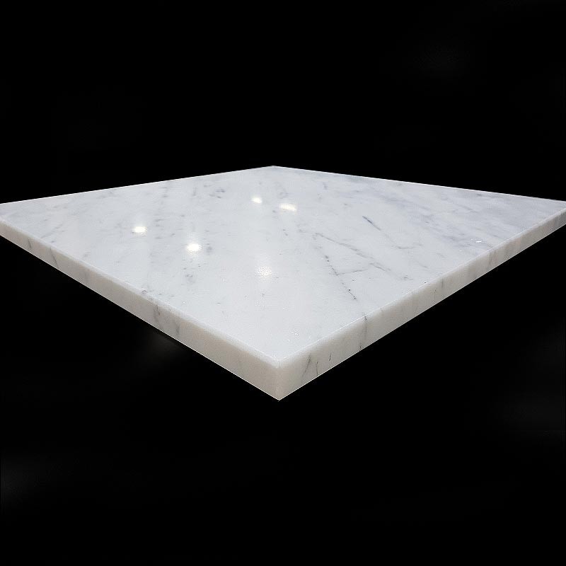 Italian Carrara Honed Square Table Top Pencil Round Marble