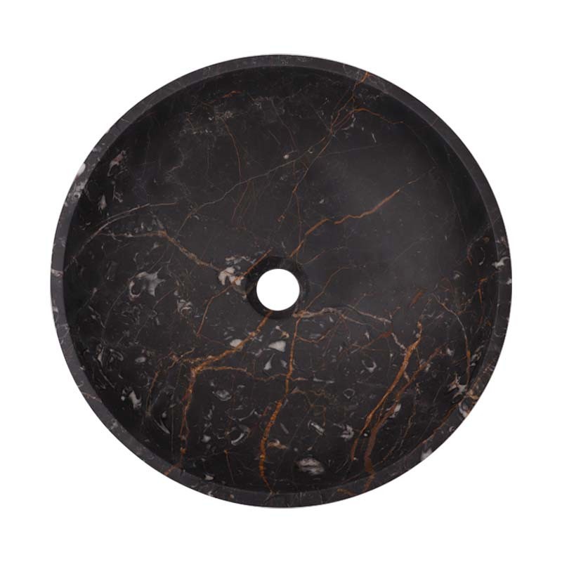 Black & Gold Honed Round Basin Marble 2545