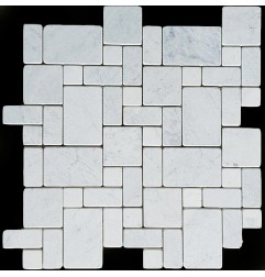 Carrara Mini French Pattern Tumbled Marble Mosaic Tiles