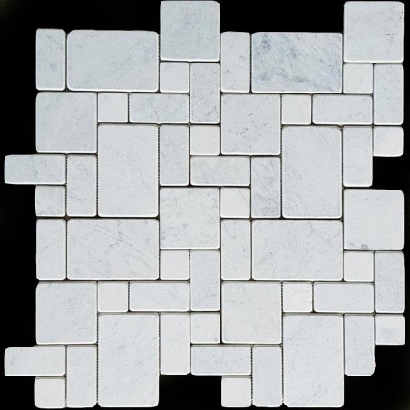 Carrara Mini French Pattern Tumbled Marble Mosaic Tiles