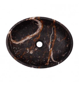 Black & Gold Honed Oval Basin Marble 2689