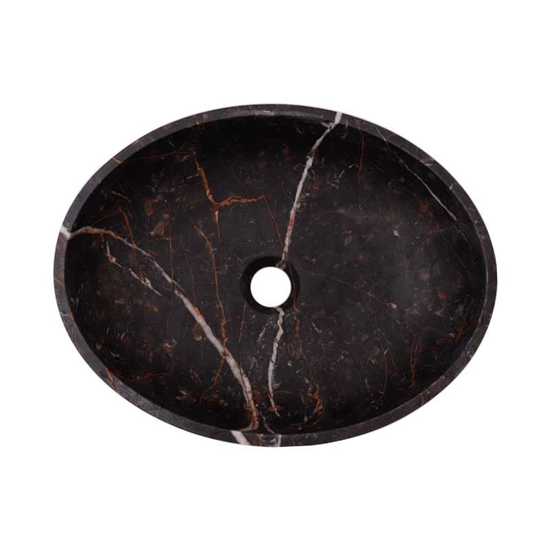 Black & Gold Honed Oval Basin Marble 2691