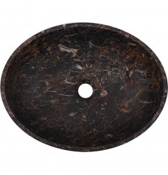 Black & Gold Honed Oval Basin Marble 1814