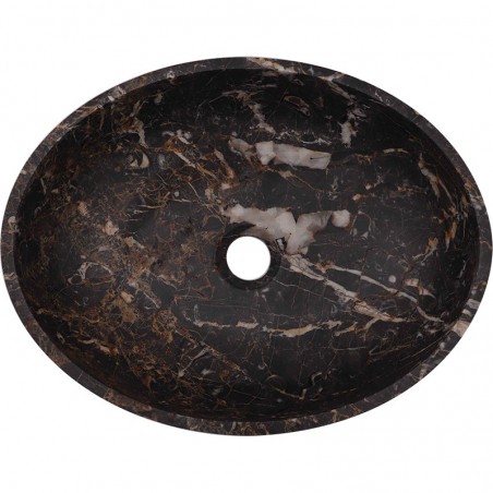 Black & Gold Honed Oval Basin Marble 1813
