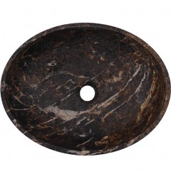 Black & Gold Honed Oval Basin Marble 1809