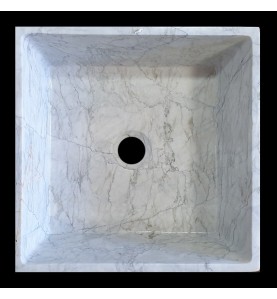 Persian White Honed Tapered Square Basin Marble 1501