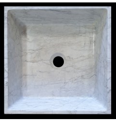 Persian White Honed Tapered Square Basin Marble 1498
