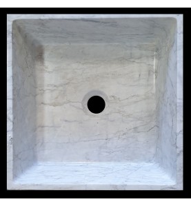 Persian White Honed Tapered Square Basin Marble 1498