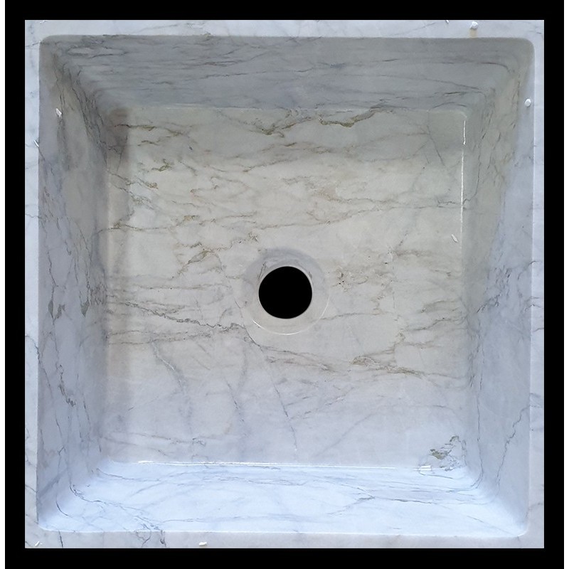 Persian White Honed Tapered Square Basin Marble 1499