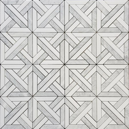 Heritage Parquet Thassos & Carrara Honed Marble Mosaic Tiles