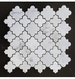 Cairo Pattern Carrara Honed Marble Mosaic Tiles