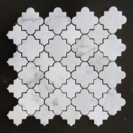 Cairo Pattern Carrara Honed Marble Mosaic Tiles