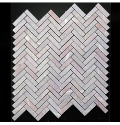 Pastel Pink Herringbone Tumbled Marble Mosaic Tiles 98x25