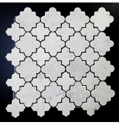 Cairo Pattern Carrara Tumbled Marble Mosaic Tiles