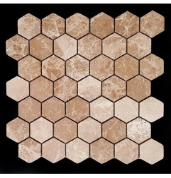 Emperador Light Hexagon Honed Marble Mosaic Tiles 48x48