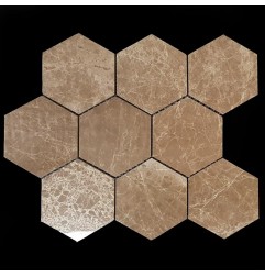 Emperador Light Hexagon Polished Marble Mosaic Tiles 98x98