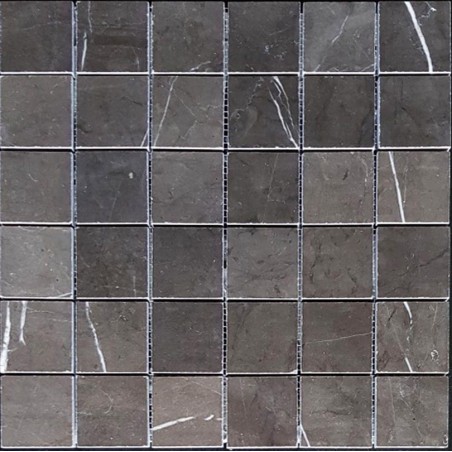 Pietra Grey Square Polished Limestone Mosaic Tiles 50x50