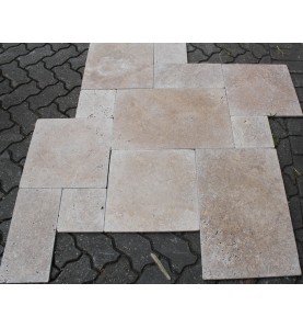Travertine Classico Paver Tumbled - Cross Cut - French Pattern 30mm