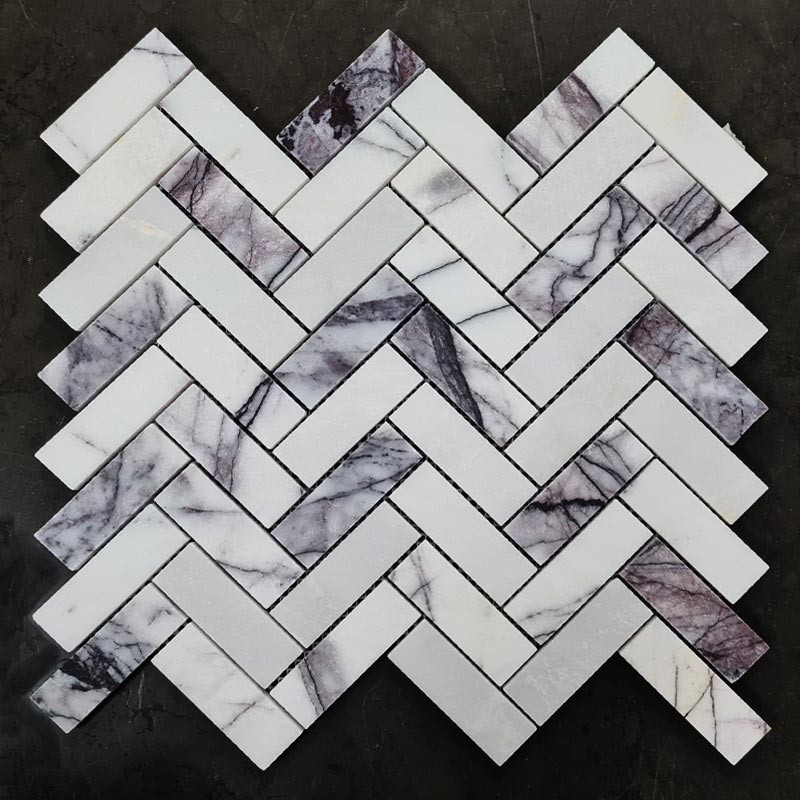 New York Herringbone Honed Marble Mosaic Tiles 75x25